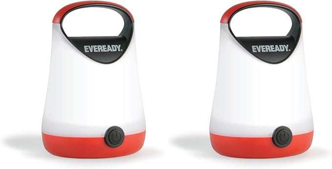 Eveready LED Camping Lantern X-250, Bright Tent Lights, Rugged Water Resistant LED Lanterns, 100 Hour Run-time, Red and Black (Pack of 2)