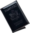 Chrome Passport Cover Vaccine Card Holder Combo, Passport Holder with Vaccine Card Slot (Black)