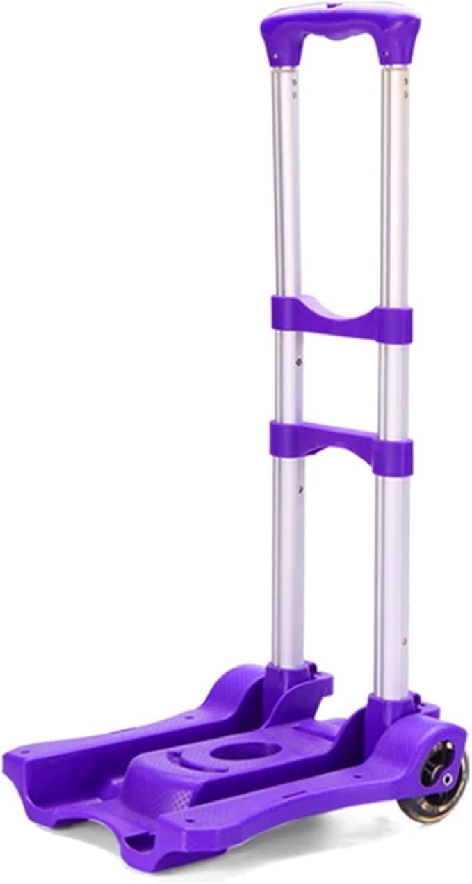 Heavy Duty Folding Hand Truck Portable Foldable Trolley for Travel Luggage & Shopping Sack Wheel Cart for Home Use & Moving (Purple)