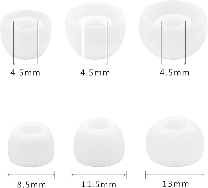 12 Pairs Silicone Replacement Earbud Ear Buds Tips Compatible with 3.8mm to 5.5mm Nozzle Earbuds Earphones, S/M/L White