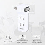 SYCON 4 Outlet Wall Adapter with A Power Switch and Night Light, 2-Prong Extender Adapter Plug with 4 Electrical Outlets for Travel Home Hotel Office-White, 2 Pack