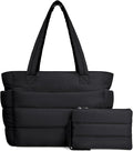 TOPDesign Puffer Tote Bag for Women, Lightweight Puffy Handbag with Compartments, Quilted Shoulder Bag for Work, Travel, Gym