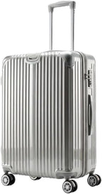 Gabbiano Macan 3 Piece ABS Luggage Set – Expandable Hardshell Suitcase with Add-A-Bag Strap, TSA Lock & 8-Wheel Spinners – Lightweight (20" Carry On, 26" Medium, 30" Large) (Silver, Large 30)