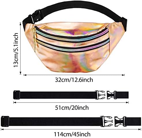 Frienda 2 Pieces Holographic Fanny Pack for Women Colorful Sport Waist Bag Pack
