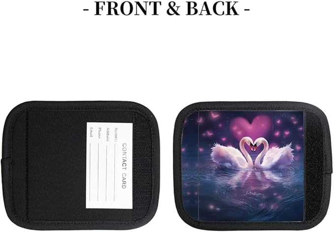 Abstract Love Swan 2 Pack Luggage Handle Wrap Set of Neoprene Luggage Tags for Suitcases Bag Strap Wrap Cover Travel Airplane Accessories Covers Markers Sleeve Grips Identifiers Cruise