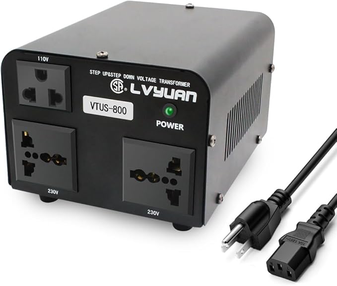 Cantonape Voltage Transformer Converter 800 Watt Step Up/Down Convert from 110-120 Volt to 220-240 Volt and from 220-240 Volt to 110-120 Volt with 1 US Outlets, 2 Universal Outlets