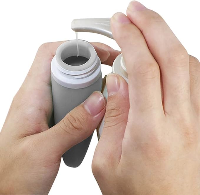 Travel Bottles for Toiletries, TSA Approved 3oz Leak Proof Silicone Refillable Squeeze Travel Size Containers BPA Free for Cleansers, Lotions, Shampoo, Conditioner 4pk With Bag(W,G,Blk,Bl)