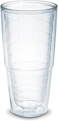 Tervis Clear & Colorful Tabletop Made in USA Double Walled Insulated Tumbler Travel Cup Keeps Drinks Cold & Hot, 24oz, Clear