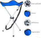 Folding Camping Stool,16.5" Folding Camping Chairs,Portable Tripod Seat,Outdoor Travel Tall Chair for Camping Walking Hunting Hiking Fishing Mountaineering Picnic Beach BBQ Garden Lawn(Blue)