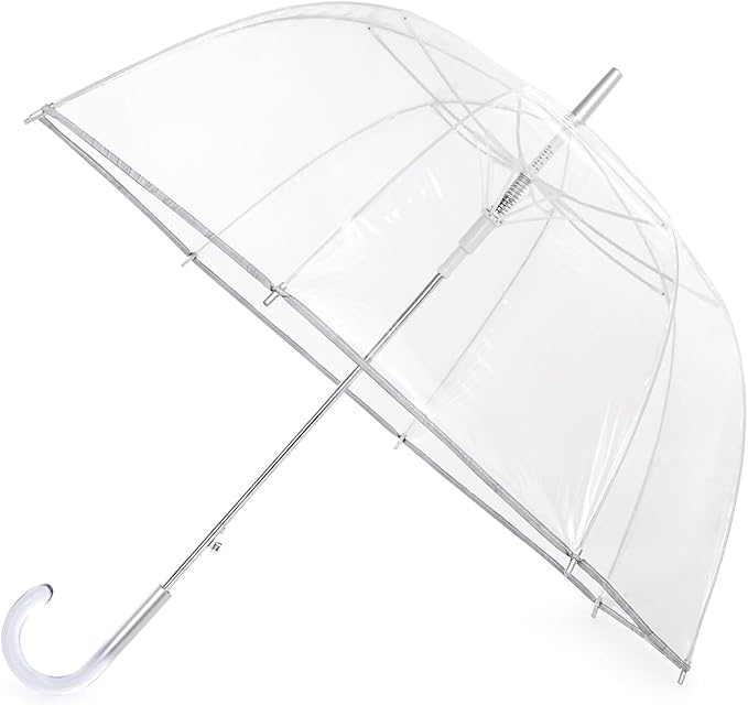G4Free 52 inch Clear Bubble Umbrella, Large Canopy Transparent Dome Coverage Stick Umbrella, J Hook Handle European Style for Weddings,Prom,Graduation and Outdoor Events
