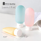 Travel Size Toiletry Bottles Set, 2oz Leak Proof Refillable Containers, 8 Pack Squeezable Bottles for Shampoo, Conditioner, Lotion, Travel Accessories