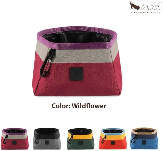 P.L.A.Y. Collapsible Dog Water & Food Bowl - Great Dogs, Travel, On-the-go, Hiking, Outdoors - Portable, Folds Flat, Waterproof, Easy Clean, 2.3L Capacity (Wildflower)