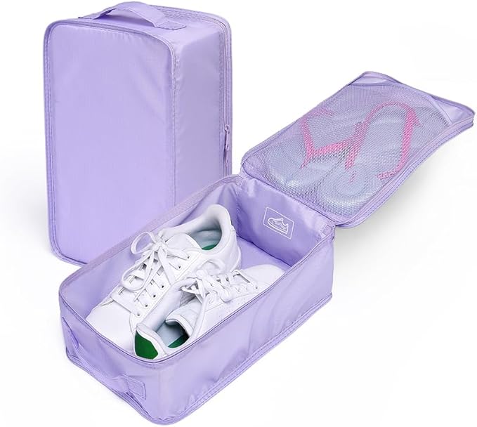 Travel Shoe Bags, Foldable Waterproof Shoe Pouches Organizer-Double Layer (8 Purple Shoe Bags)