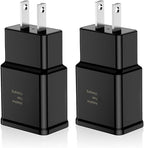 Adaptive Fast Charging Block USB Wall Charger Adapter Fits Samsung Galaxy S25/S24/S23/S22/S22 Ultra/S21/S20/S10/S9/S8/S7/Edge/Note 10 Quick Charge (Black, 2 Pack)