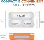 Small Snack Containers for Kids Toddlers - 3 Compartments (Set of 2) - Leak-Proof Reusable Boxes with Lids - BPA-Free Plastic Mini Bento Lunch Box - Ideal for School, Holds 2 Cups (Teal Blue+Orange)