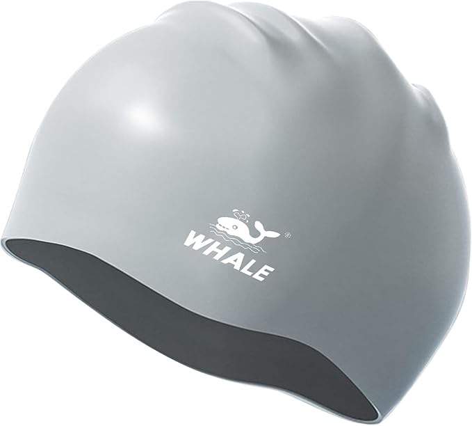 WHALE Extra Large Swim Cap for Women Men, Durable Silicone Swimming Hat with Ear Protection, Unisex Adults Bath Swimming Caps for Long Thick Curly Hair & Dreadlocks Braids Weaves Afro Hair