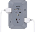 Addtam Surge Protector Outlet Extender, Multi Plug Wall Outlet with 4 USB Ports(PD 20W), 3-Sided 1800J Power Strip Plug Extension Outlet Splitter, Gray