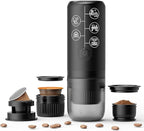 3 in 1 Portable Espresso Machine With NO Heating Function, Type-C Charging Electric Espresso Maker, 17 Bar Mini Coffee Maker For N ESPRESSO/DolceGustoPods & Ground Coffee On the Go, Black