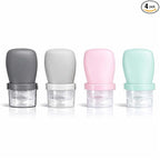 1 oz Silicone Travel Bottles, Leakproof Squeeze Bottle Mini Travel Size Container for Toiletries Lotion Shampoo and Conditioner Liquid Salad Dressing to go Condiment, TSA Approved, 4 Pack