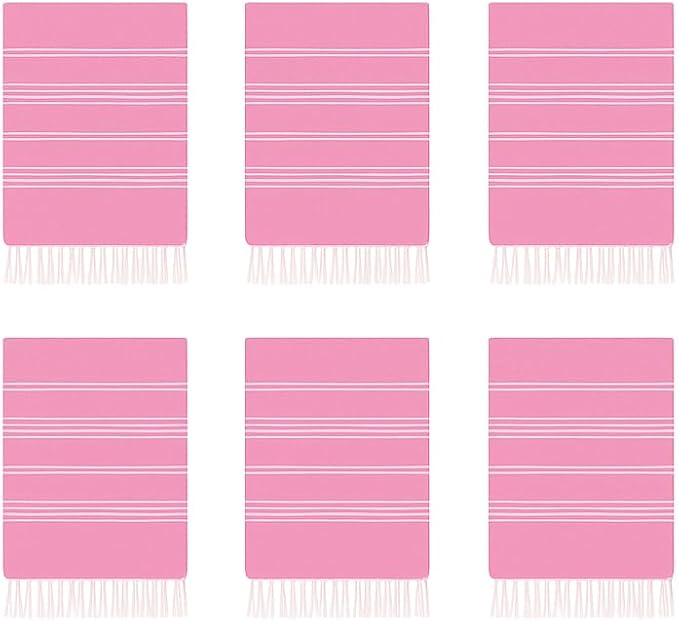 HAVLULAND Set of 6 - Turkish Cotton Beach Towels, Oversized 72"x40", Quick-Dry Absorbent Lightweight Sand-Free Compact XL Ideal for Beach, Bath, Pool, Yoga, Picnic, Travel, Camping (Pink)