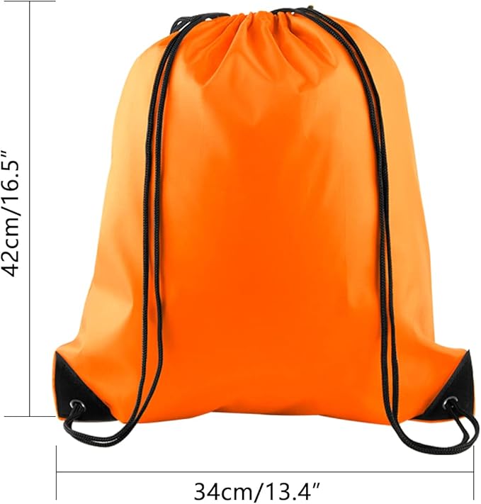 PLULON 25 Pcs Orange Drawstring Backpack Bags Bulk String Backpack Cinch Sack Pull Sport Gym Backpack Bags for Yoga Traveling Outdoor Sports