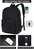 SUPACOOL Casual Laptop Backpack for Men and Women, Work backpack, Black Backpacks, College School Backpack for Boys and Girls, Lightweight Travel Back Pack(Black)