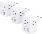 3 Pack European Travel Plug Adapter, Addtam US to Europe Plug Adapter with 3 Outlets 3 USB Charger (2 USB C Port), Type C Power Adaptor to Italy Spain France Portugal Iceland
