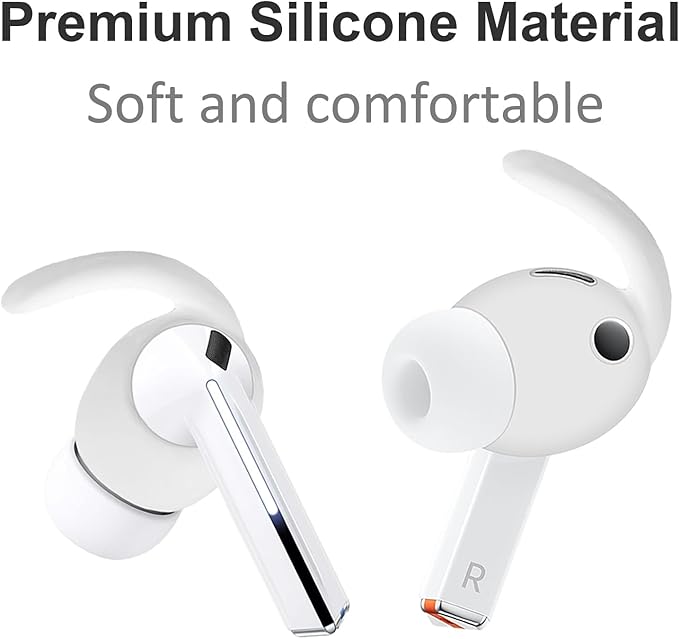 A-Focus Galaxy Buds 3 Pro Anti-Slip Kit Replacement Ear Hooks Sport Ear Tips Non-Slip Silicone Eartips and Covers Gel Wings Ergonomic Design Strap Compatible with Samsung Galaxy Buds 3 Pro White