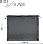6 Pack Dust Bags for Handbags Silk Dust Cover Bag for Handbags Purses Shoes Boots, Silk Dustproof Drawstring Bag Travel Storage Pouch (Black, 19.6 × 15.7 in)