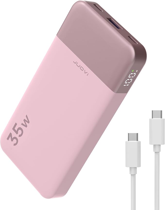 JUOVI Power Bank Fast Charging 10000mAh 35W Portable Charger Small Battery Pack with PD 3.0 & QC 4.0 Type-C USB-A Input Output Lightweight Phone Charger Compatible for iPhone Samsung iPad