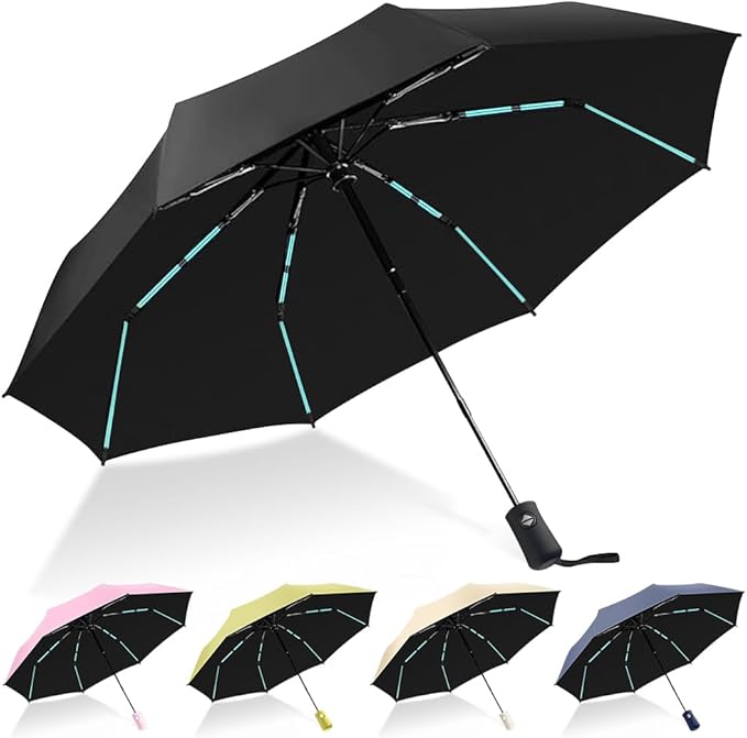 YINBAOGE Compact Travel Umbrella, Automatic Folding Windproof 8 Ribs, Lightweight Small Portable Parasol for Rain & Sun with UV Protection, Fits Car, Backpack, Purse, Men & Women