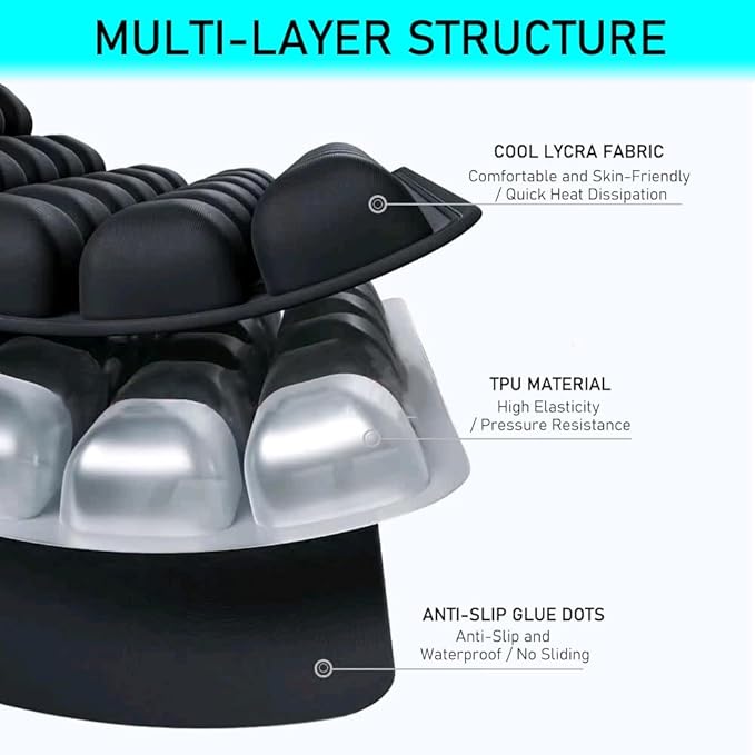 Sondor Travel Cushion - Inflatable Travel Seat Cushion for Airplane,3D Inflatable Air Cells Provide Body Support,for Wheelchairs,Driving,Office (Black-32)