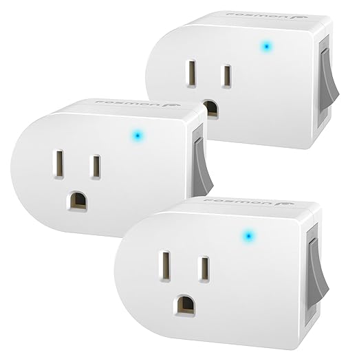 Fosmon Grounded Outlet Switch, ON/Off Switch (3 Pack), 3 Prong Plug in Electrical Switch, 245J Single Port Electric Switch Adapter Surge Protector, Power Switch Outlet Extender, White, ETL Listed