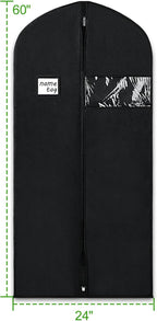 KEEGH Garment Bags for Hanging Clothes 60" (Set of 6) Dress Bags for Gowns Long Dress Bags for Closet Storage with Zipper and Eye-Hole for Folding for Suit Coats Dresses, Black