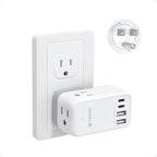 TROND Multi Plug Wall Outlet - Outlet Extender with 360° Rotating Plug, 3 AC Outlet Splitter with 4 USB Ports(2 USB C), 3-Sided Wall Outlet Expander, Small Plug Adapter for Home Cruise Essentials
