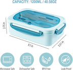 NatraProw Bento Box for Adult, 1200 ML Lunch Containers, LeakProof Lunch Box with Utensils, BPA Free, 3 Compartment Bento Box Microwave Safe, Blue