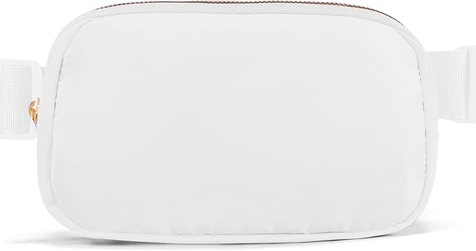 Belt Bag Zipper Fanny Pack Crossbody Bags for Women,Fashion Nylon Waist Packs, Water Repellent Two Way wear with Adjustable Strap Gifts for Teenage Girls Women Men(white)