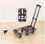 Flat Bed carts with Wheels Foldable Cargo Trolley Folding Transporter Household Flatbed Trolley Portable Luggage Express Trolley Small Trailer Trolley Heavy - Duty trolleyflatbed Truck(Gray,