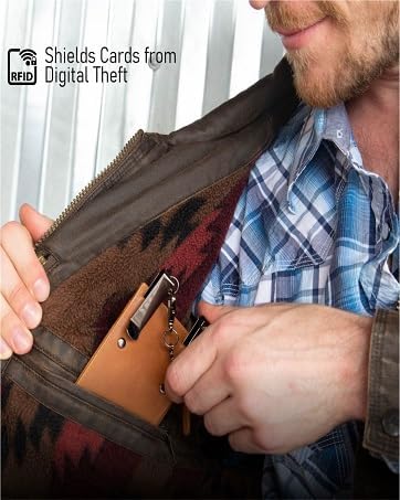 RFID Blocking Boot Wallet with Security Chain & Zipper Lock Genuine Leather Wallets for Men and Women, Travel Wallet, Minimalist Leather Card Holder