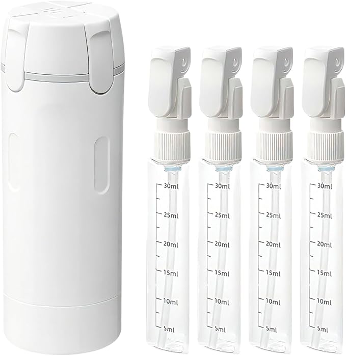 AprYew 4 in 1 Travel Dispenser Bottles Refillable, 4 Pack 30ML Travel Bottles for Toiletries, Travel Size Shampoo and Conditioner Bottles,for Vacation Business Trip (White)