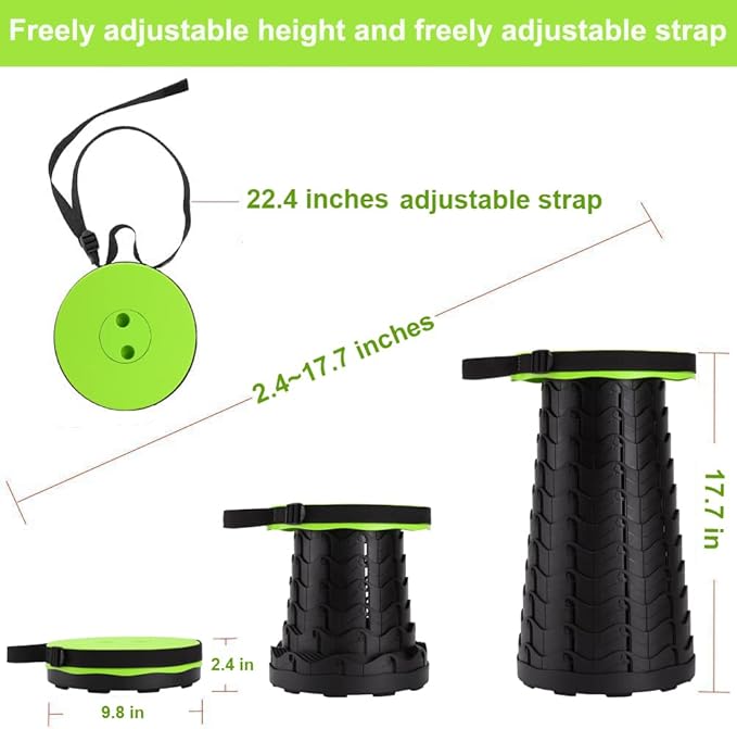 Fishboy Upgraded Collapsible Stool, 400lbs Max Weight, Lightweight But Sturdy, Portable Retractable Folding Telescoping Foldable Camping Stool for Adults Outdoor Fishing Hiking BBQ