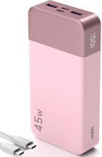 NOBIS Portable Charger,20000mAh Power Bank, 45W Fast Charging，Battery Pack with 2 USB-C (in/Out) & 2 USB-A, Digital Display & Small Current Mode, Compatible with Phone 17 S25 Tablet