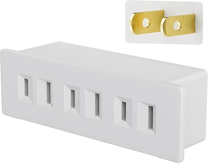 2 Prong Power Strip 3-Outlet Extender, 2-Prong to 2-Prong Triple Outlet Converter, Multi Plug Outlet Adapter, Wall Tap, Travel Essentials, Polarized, ETL Listed, for Home, Office, School