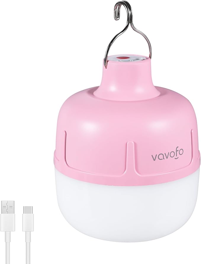 VAVOFO 20W LED Camping Lantern Rechargeable, 1200LM Camping Light, 3000mAh Portable Tent Light , IP65 Waterproof Flashlight Lanterns for Emergencies ,Power Outages,Hiking (Pink)