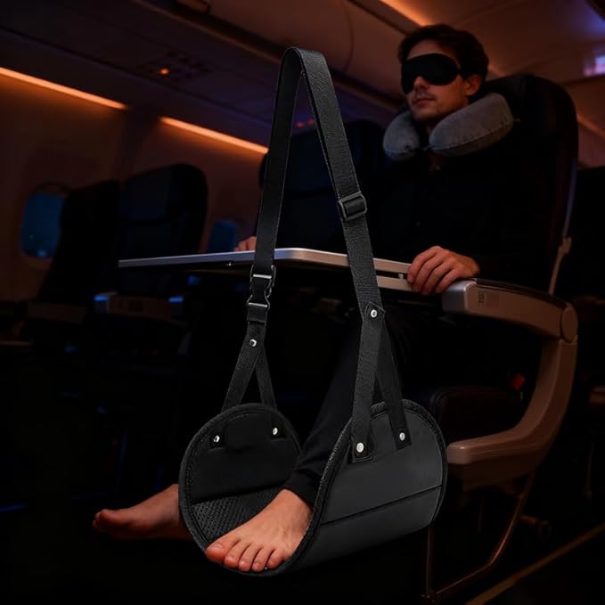 Foot Hammock for Airplane Travel, Adjustable Foot Rest Sling, Portable Travel Essentials Airplane Gadgets for Long Flights