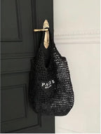 POOOPSSD New Woven Bag, Straw Mesh Tote Bag, Beach, Shoulder Bag, Hobo Women, Foldable Large Capacity, for Holiday.