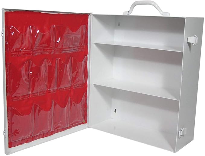Medique Products First Aid Cabinet with Pockets, Medical Storage with 3 Shelves - 712MTM, White, Full Size