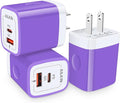 USB C Wall Charger, AILKIN 3Pcs 20W PD + QC3.0 USBC Charger Block Super Fast Power Output Rapid Charging Box Wall Plug Cube for Apple iPhone, Samsung Galaxy, Motorola, LG, Google Pixel - Purple