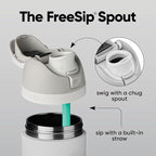 Owala FreeSip Insulated Stainless Steel Water Bottle with Straw, BPA-Free Sports Water Bottle, Great for Travel, 24 Oz, Shy Marshmallow
