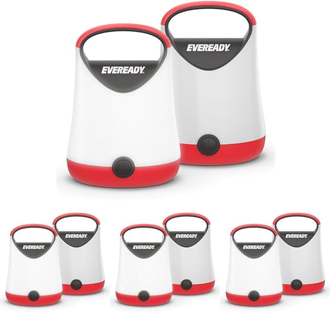Eveready LED Camping Lantern X-250,Super Bright Tent Lights,Rugged Water Resistant LED Lanterns,100 Hour Run-time (Batteries Included),Red and Black,(Pack of 8)